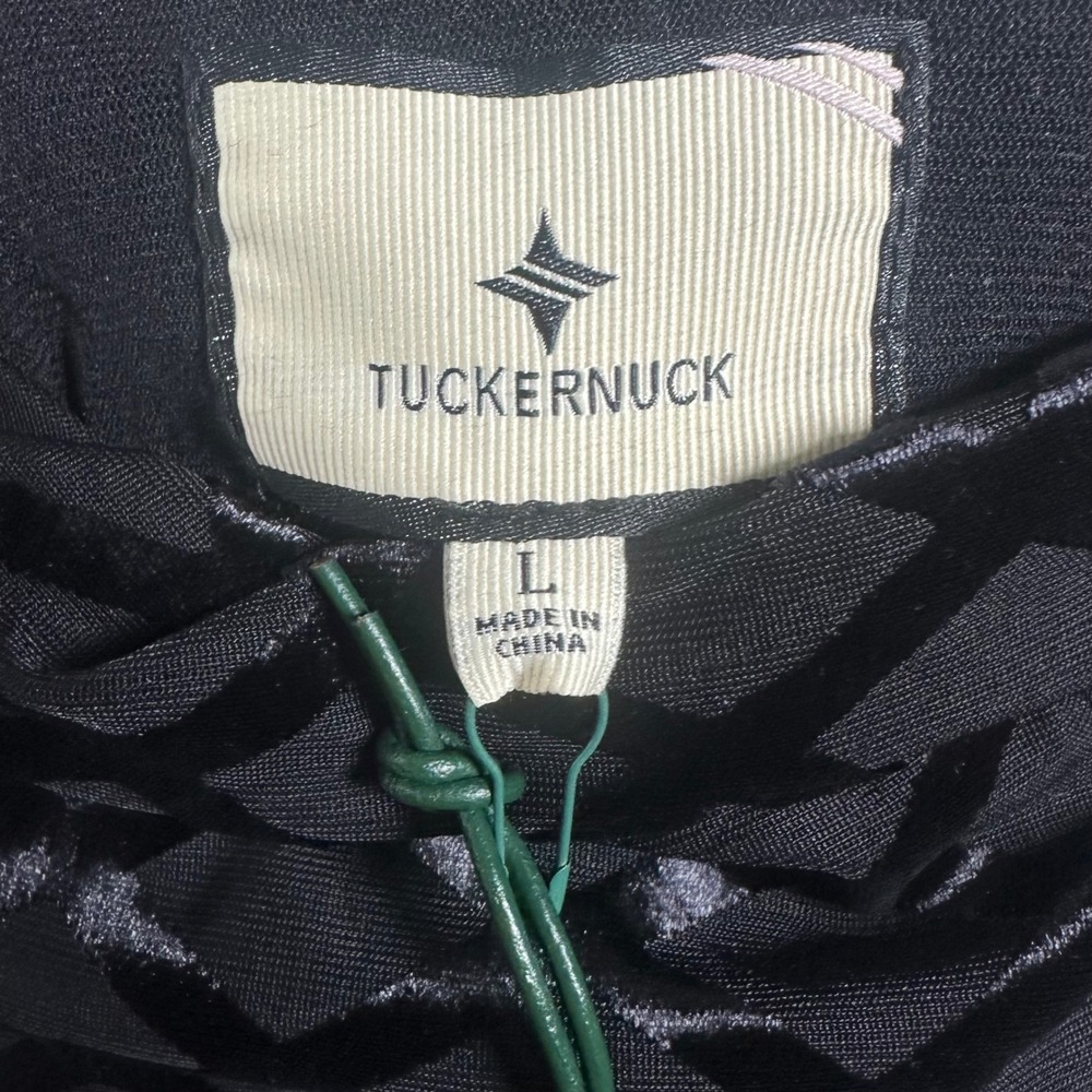 Tuckernuck Black Velvet Burnout Mally Turtleneck Top Pull On Long Sleeve L NWT‎ - Picture 4 of 12